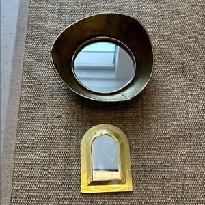 Gold Tone Metal Decorative Wall Mirror Set